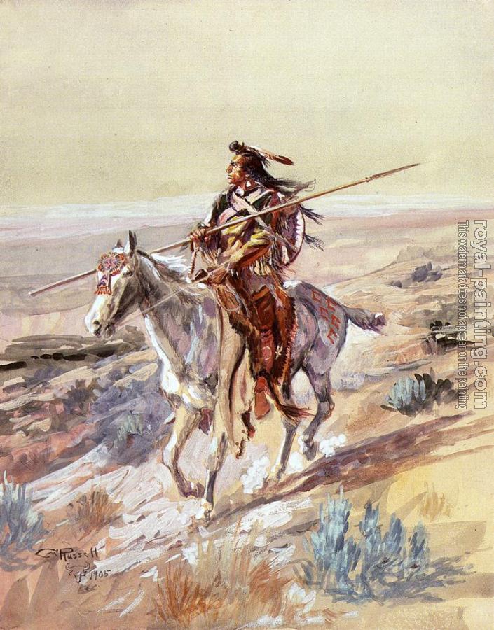 Charles Marion Russell : Indian with Spear
